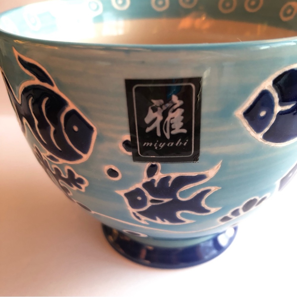 Yokohama Studio Pottery Blue Coffee Mug Tea Cup Hand painted fish sealife coral - Picture 3 of 9